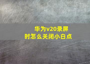 华为v20录屏时怎么关闭小白点