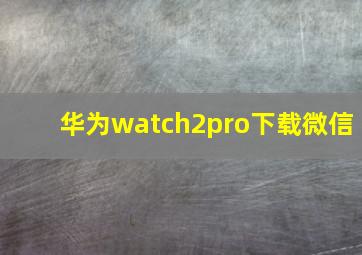 华为watch2pro下载微信