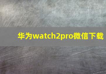 华为watch2pro微信下载