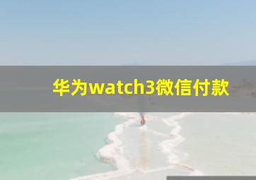 华为watch3微信付款