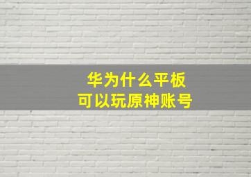 华为什么平板可以玩原神账号