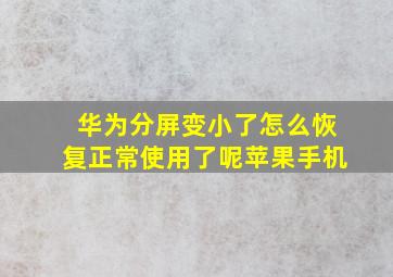 华为分屏变小了怎么恢复正常使用了呢苹果手机