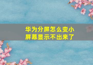 华为分屏怎么变小屏幕显示不出来了