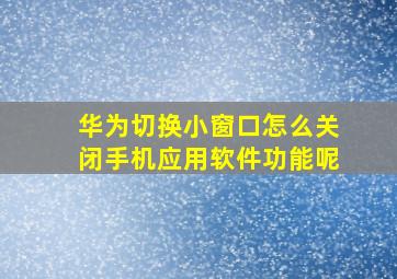 华为切换小窗口怎么关闭手机应用软件功能呢