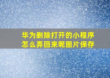 华为删除打开的小程序怎么弄回来呢图片保存