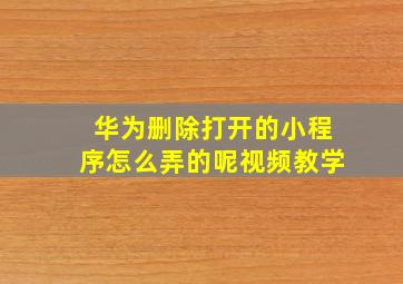 华为删除打开的小程序怎么弄的呢视频教学