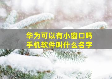 华为可以有小窗口吗手机软件叫什么名字