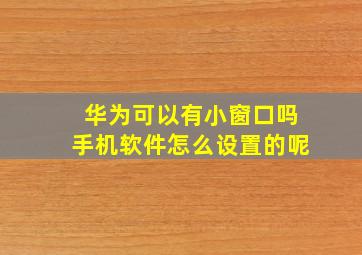 华为可以有小窗口吗手机软件怎么设置的呢