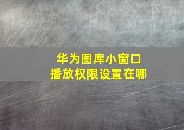 华为图库小窗口播放权限设置在哪