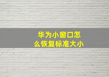 华为小窗口怎么恢复标准大小