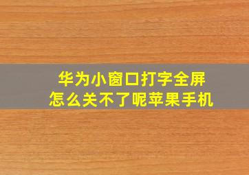 华为小窗口打字全屏怎么关不了呢苹果手机