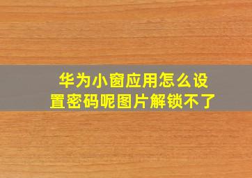 华为小窗应用怎么设置密码呢图片解锁不了