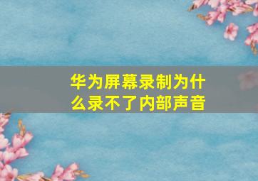 华为屏幕录制为什么录不了内部声音