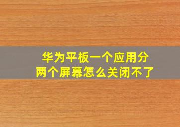 华为平板一个应用分两个屏幕怎么关闭不了