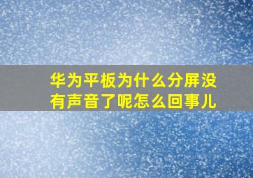 华为平板为什么分屏没有声音了呢怎么回事儿