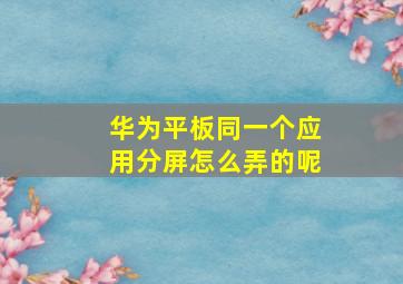 华为平板同一个应用分屏怎么弄的呢