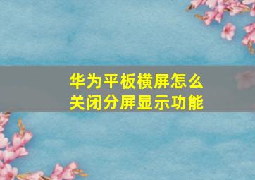 华为平板横屏怎么关闭分屏显示功能