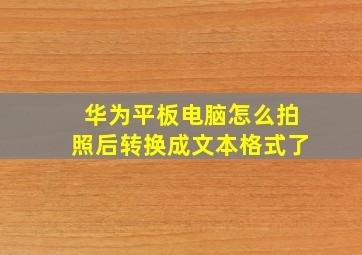 华为平板电脑怎么拍照后转换成文本格式了