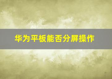 华为平板能否分屏操作