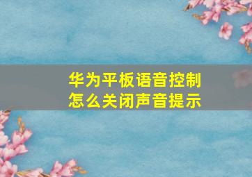 华为平板语音控制怎么关闭声音提示