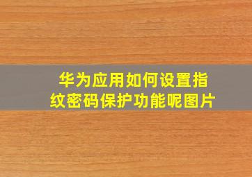 华为应用如何设置指纹密码保护功能呢图片