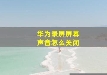 华为录屏屏幕声音怎么关闭