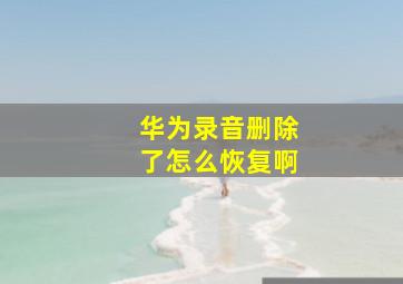 华为录音删除了怎么恢复啊