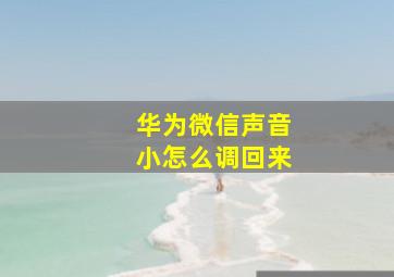 华为微信声音小怎么调回来