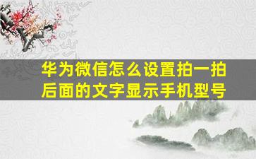 华为微信怎么设置拍一拍后面的文字显示手机型号