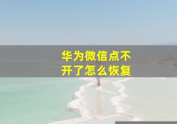 华为微信点不开了怎么恢复