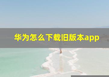 华为怎么下载旧版本app