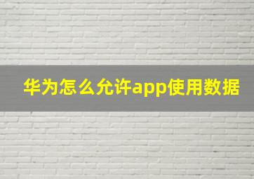 华为怎么允许app使用数据