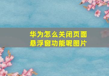 华为怎么关闭页面悬浮窗功能呢图片