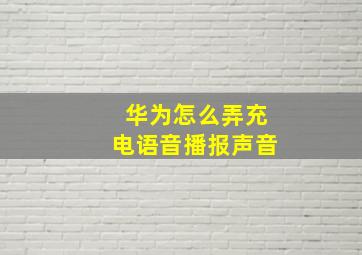 华为怎么弄充电语音播报声音