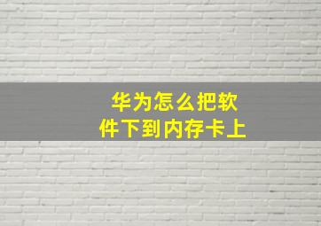 华为怎么把软件下到内存卡上