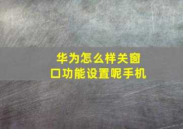 华为怎么样关窗口功能设置呢手机