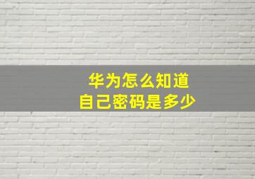 华为怎么知道自己密码是多少