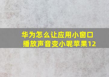 华为怎么让应用小窗口播放声音变小呢苹果12