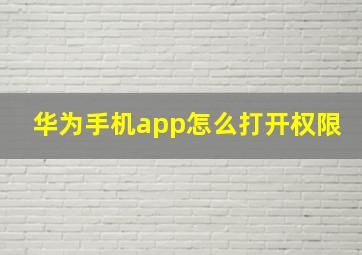 华为手机app怎么打开权限