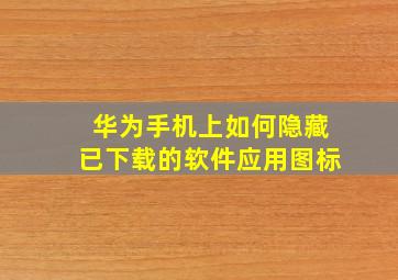 华为手机上如何隐藏已下载的软件应用图标