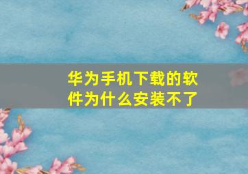 华为手机下载的软件为什么安装不了