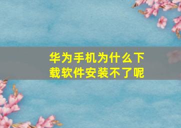 华为手机为什么下载软件安装不了呢