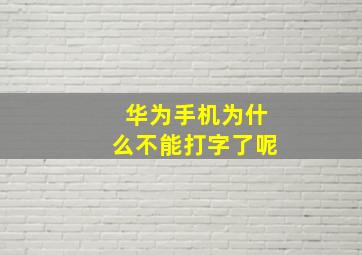 华为手机为什么不能打字了呢