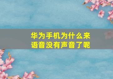 华为手机为什么来语音没有声音了呢