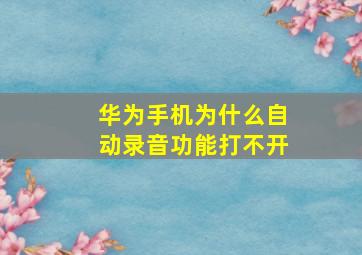 华为手机为什么自动录音功能打不开