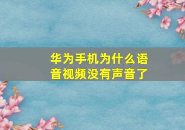 华为手机为什么语音视频没有声音了