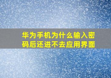 华为手机为什么输入密码后还进不去应用界面