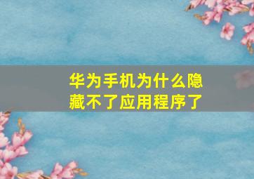 华为手机为什么隐藏不了应用程序了