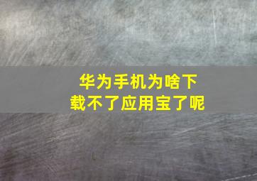 华为手机为啥下载不了应用宝了呢