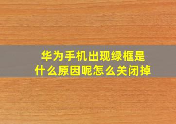 华为手机出现绿框是什么原因呢怎么关闭掉